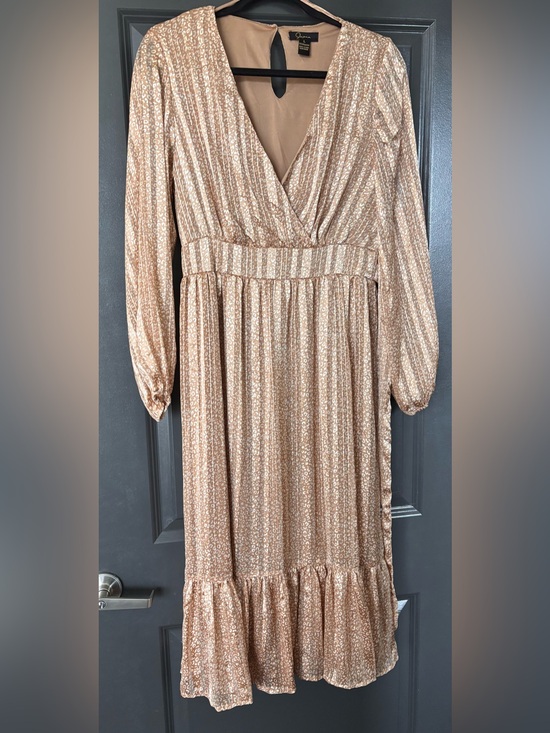 Japna Dresses & Skirts - Japna Beige Leopard-Print Maxi Dress